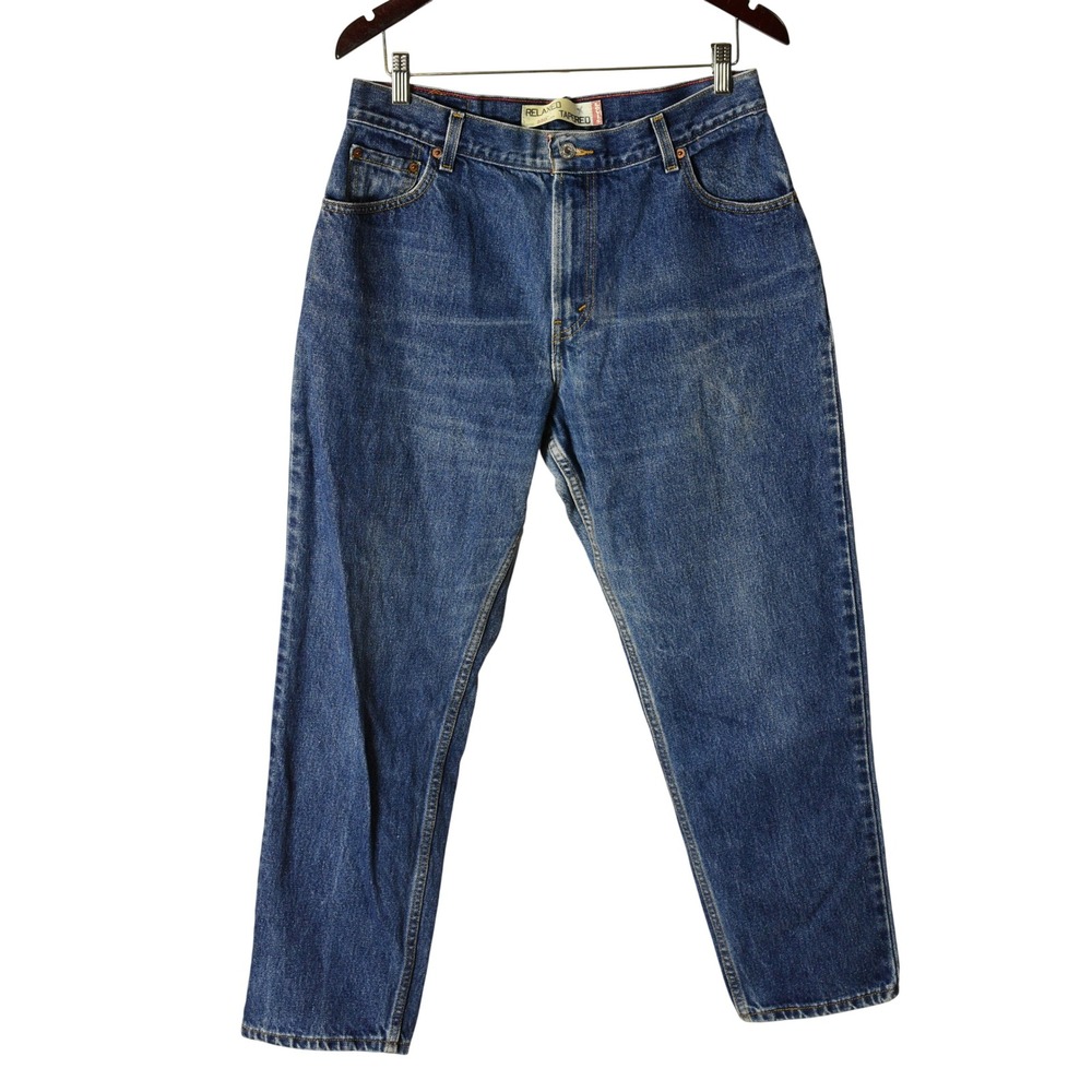 90s Vintage Levis 550 Relaxed Tapered Jeans Womens 14 Dark Stone Wash Denim - Picture 3 of 9